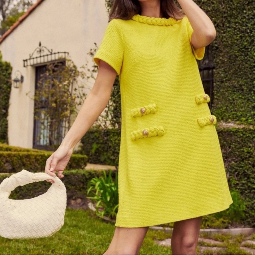 Tuckernuck Tweed Jackie Dress Limoncello Yellow Large - Picture 1 of 6